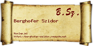 Berghofer Szidor névjegykártya